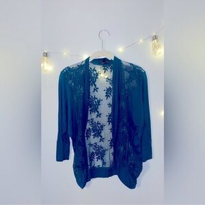 Blue Lace Cardigan Sweater